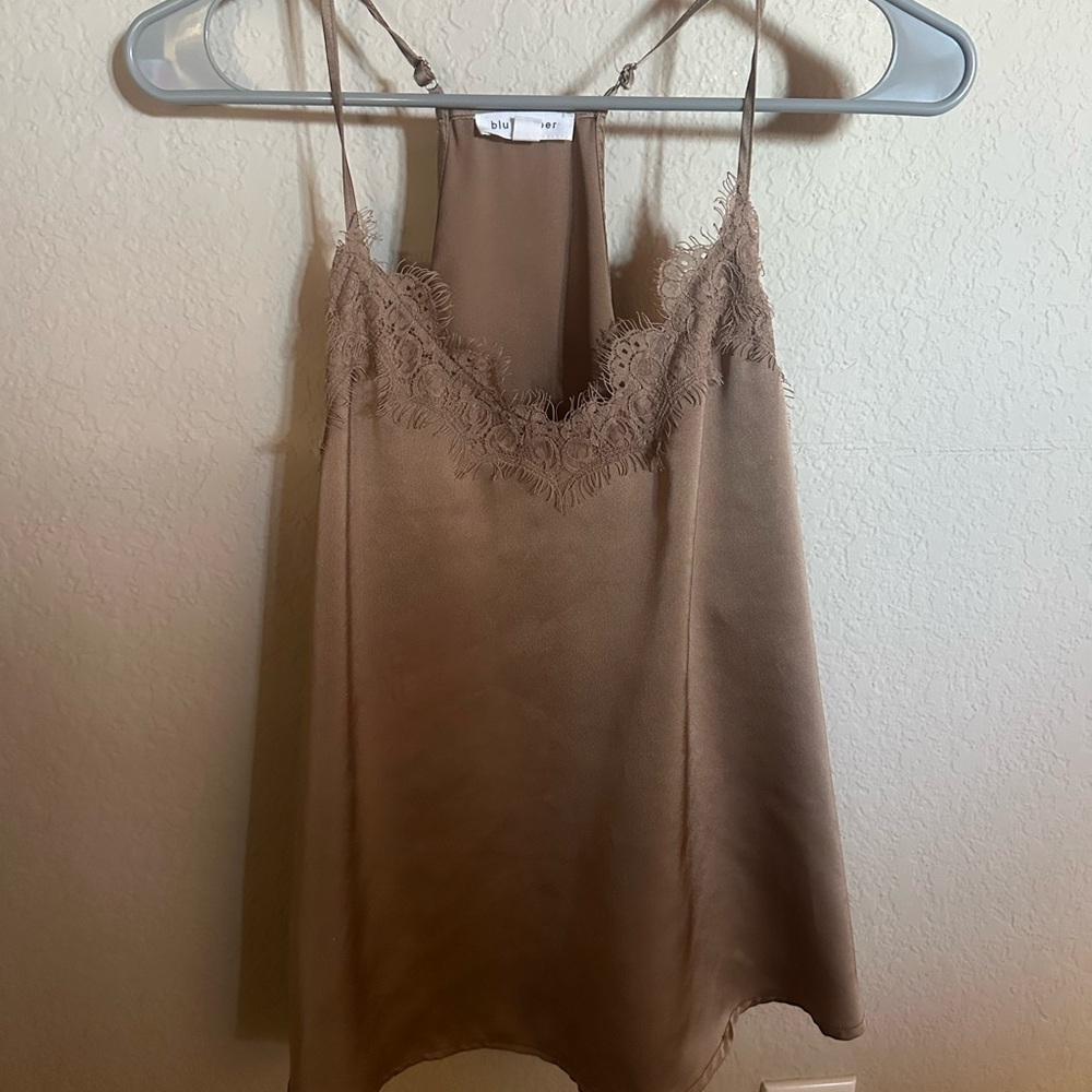 Gold Lace Trim Satin Top